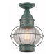 Ellington 1 Light 9 inch Verde Green Outdoor Semi Flush in Optic Glass, Brass Traditions by InnovationsLighting