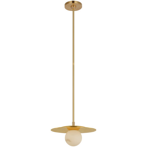 Kelly Wearstler Pertica LED 12 inch Mirrored Antique Brass Disc Pendant Ceiling Light