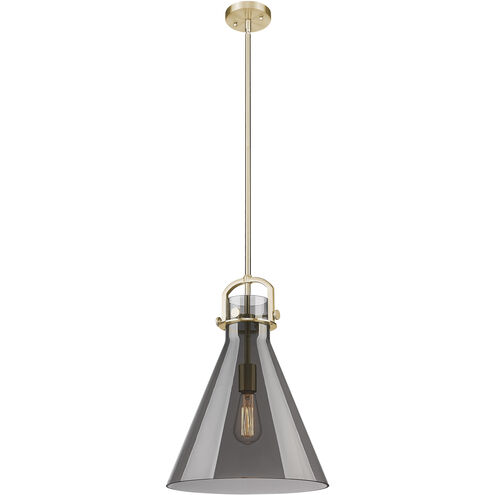 Downtown Urban Newton Cone 1 Light 14 inch Champagne Bronze Pendant Ceiling Light in Light Smoke Glass