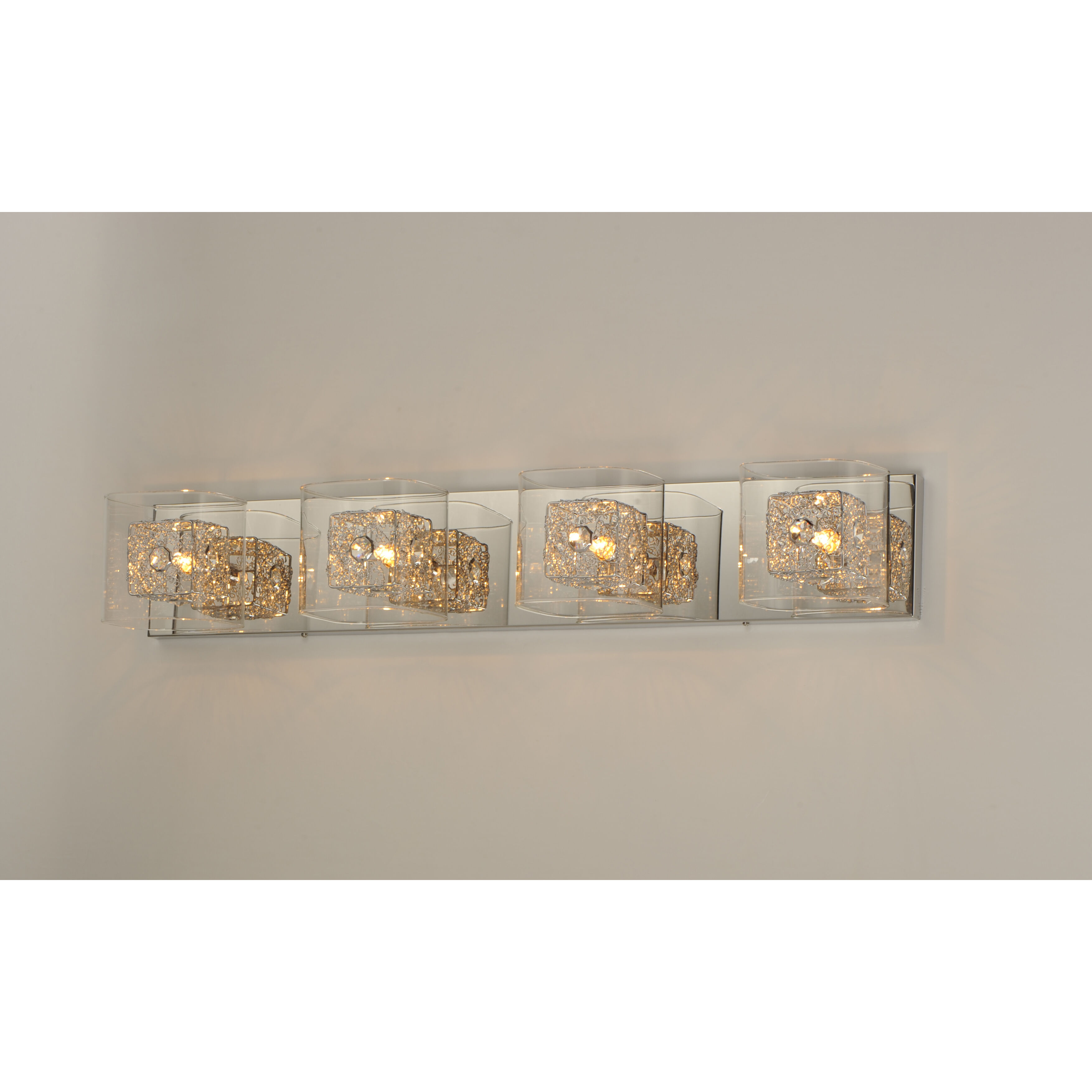 Gem 4 Light 31 inch Polished Chrome Bath Vanity Light Wall Light