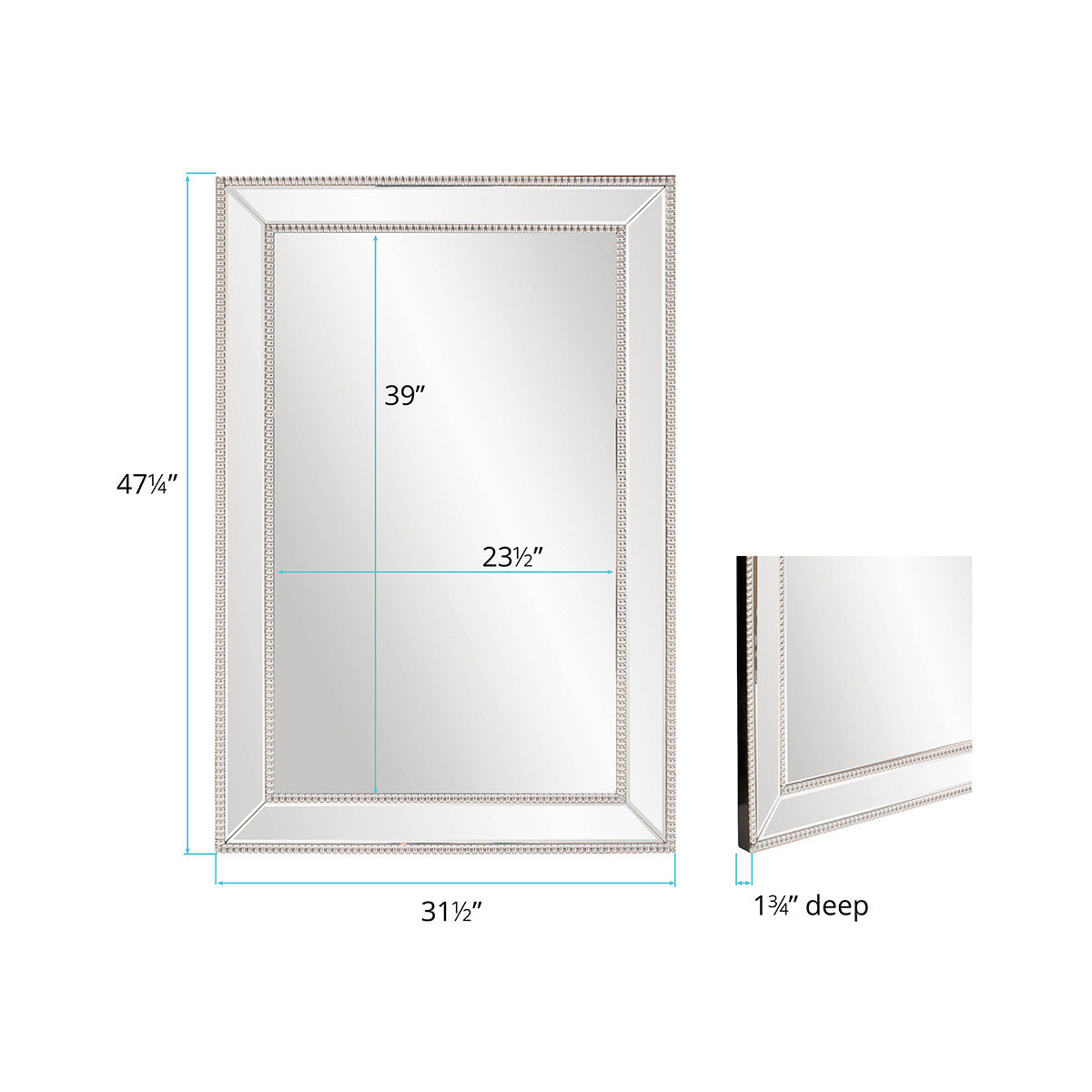 Gemma 47 X 31 inch Beaded Glass Trim Wall Mirror