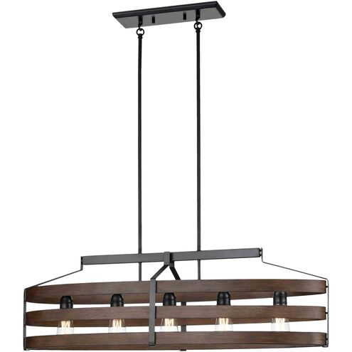 Fort Garry Linear Ceiling Light in Graphite And Ironwood On Metal