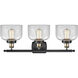 Ballston Large Bell 3 Light 26 inch Black Antique Brass Bath Vanity Light Wall Light in Clear Glass