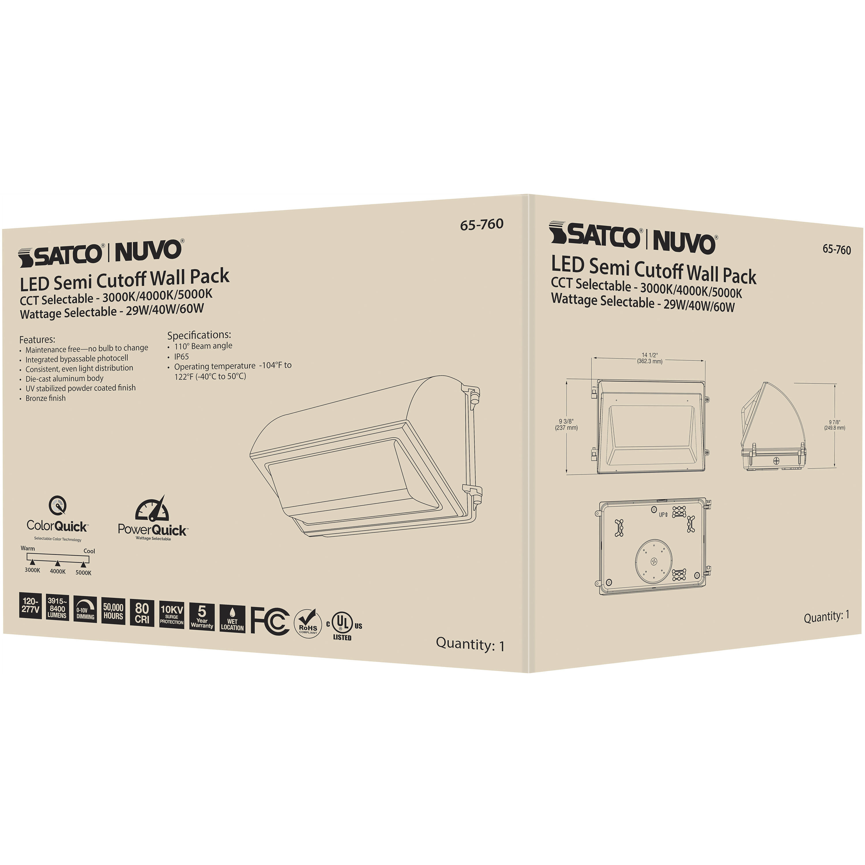 Brentwood LED 10 inch Bronze Outdoor/Indoor Wall Pack