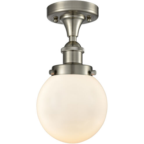 Ballston Beacon 1 Light 6 inch Brushed Satin Nickel Flush Mount Ceiling Light in Matte White Glass, Ballston