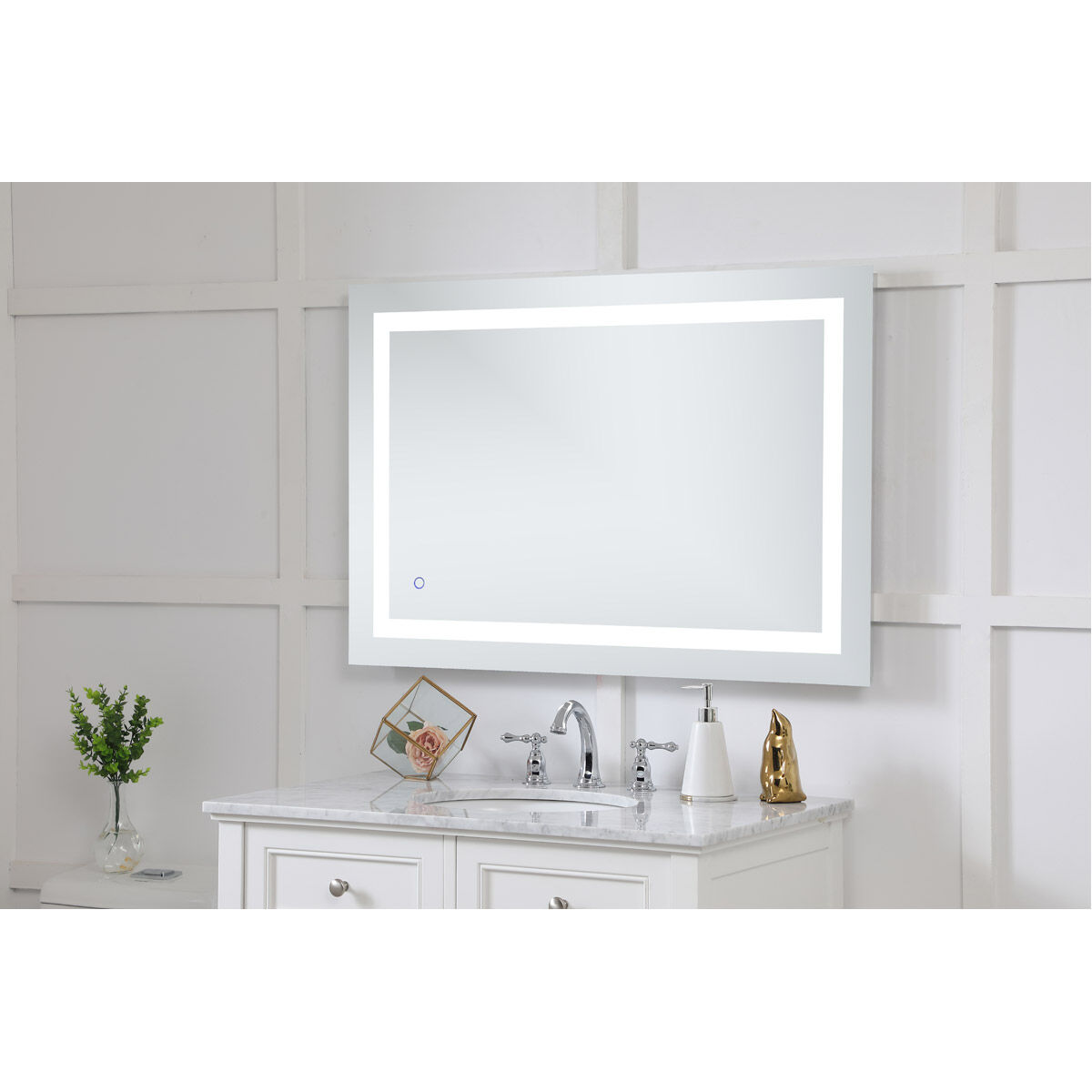 Helios 40 X 27 inch Silver Lighted Wall Mirror