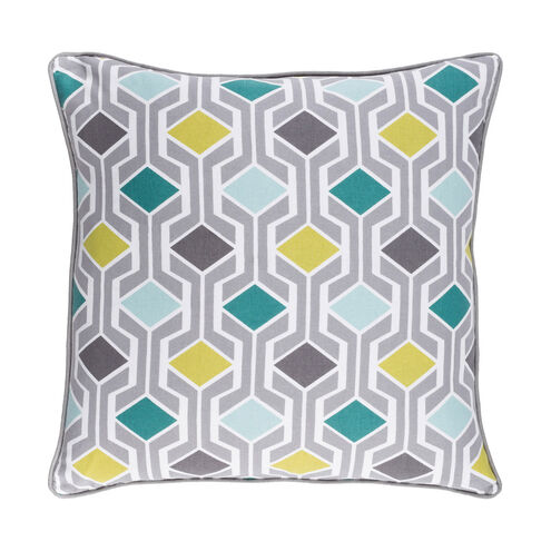 Inga 18 X 18 inch Light Gray/Teal/Black/Aqua/Lime/White Pillow Kit, Square