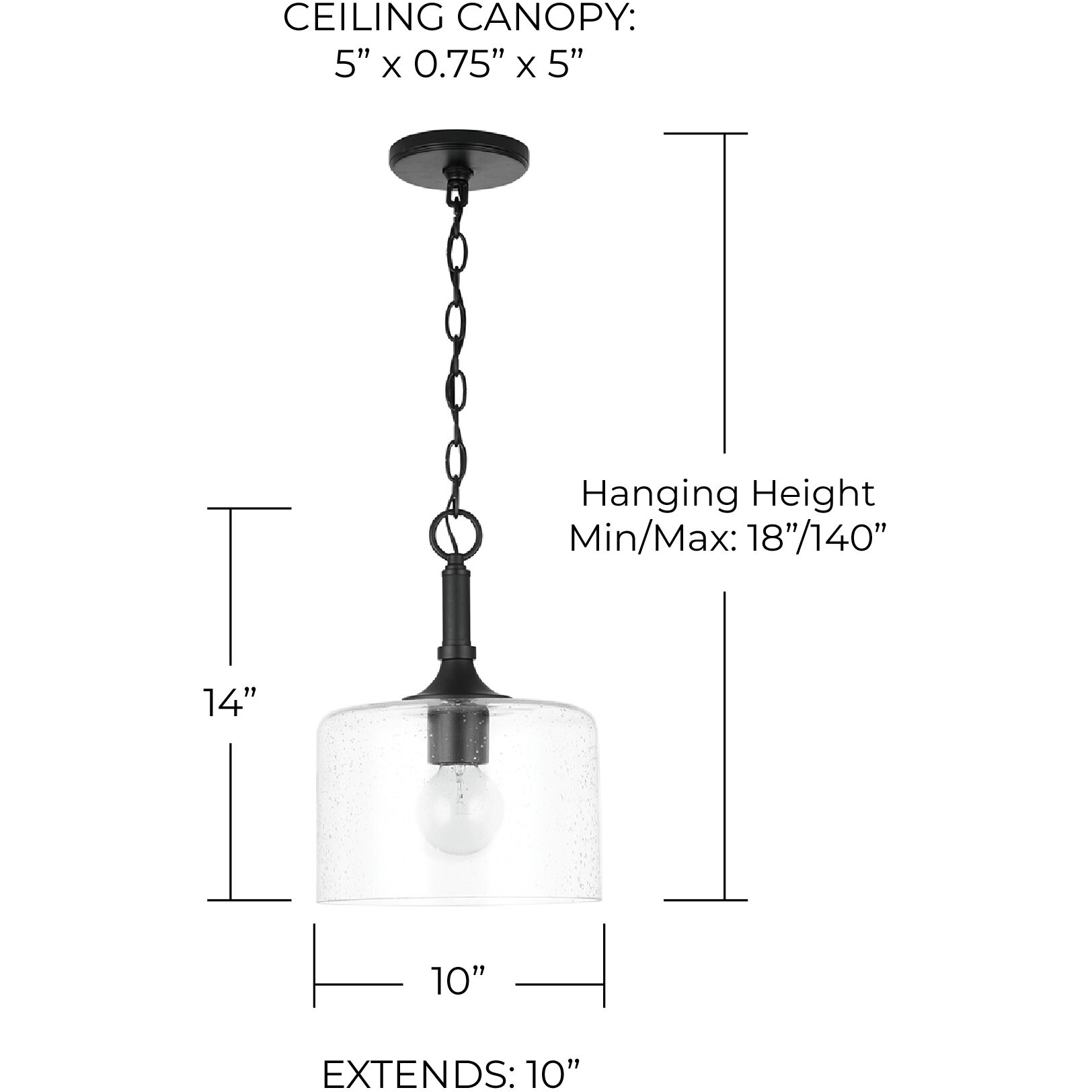 Carter 1 Light 10 inch Matte Black Pendant Ceiling Light