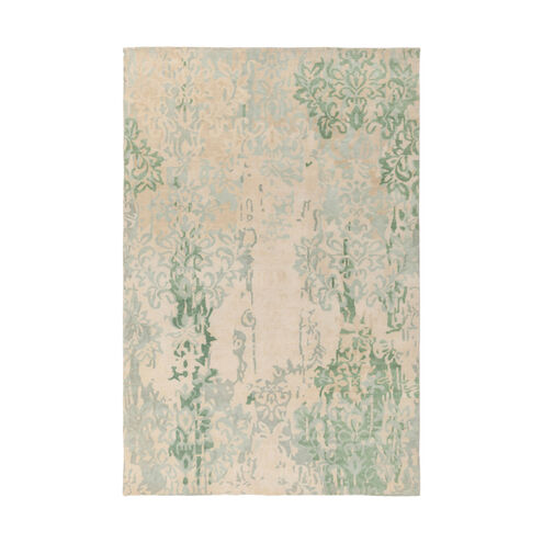 Brocade 96 X 60 inch Green and Green Area Rug, Wool