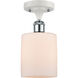 Ballston Cobbleskill 1 Light 5 inch White and Polished Chrome Semi-Flush Mount Ceiling Light in Matte White Glass, Ballston
