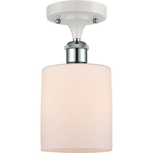 Ballston Cobbleskill 1 Light 5 inch White and Polished Chrome Semi-Flush Mount Ceiling Light in Matte White Glass, Ballston