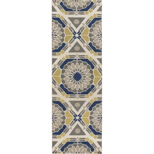 Kaleidoscope 96 X 30 inch Ivory, Wheat, Navy Rug