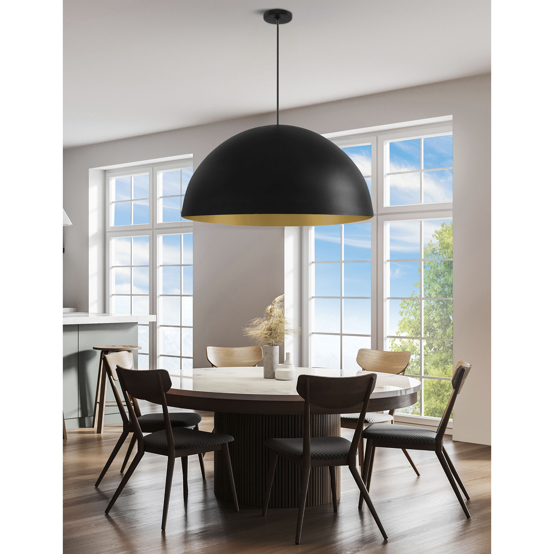 Elias 6 Light 31.5 inch Matte Black Pendant Ceiling Light