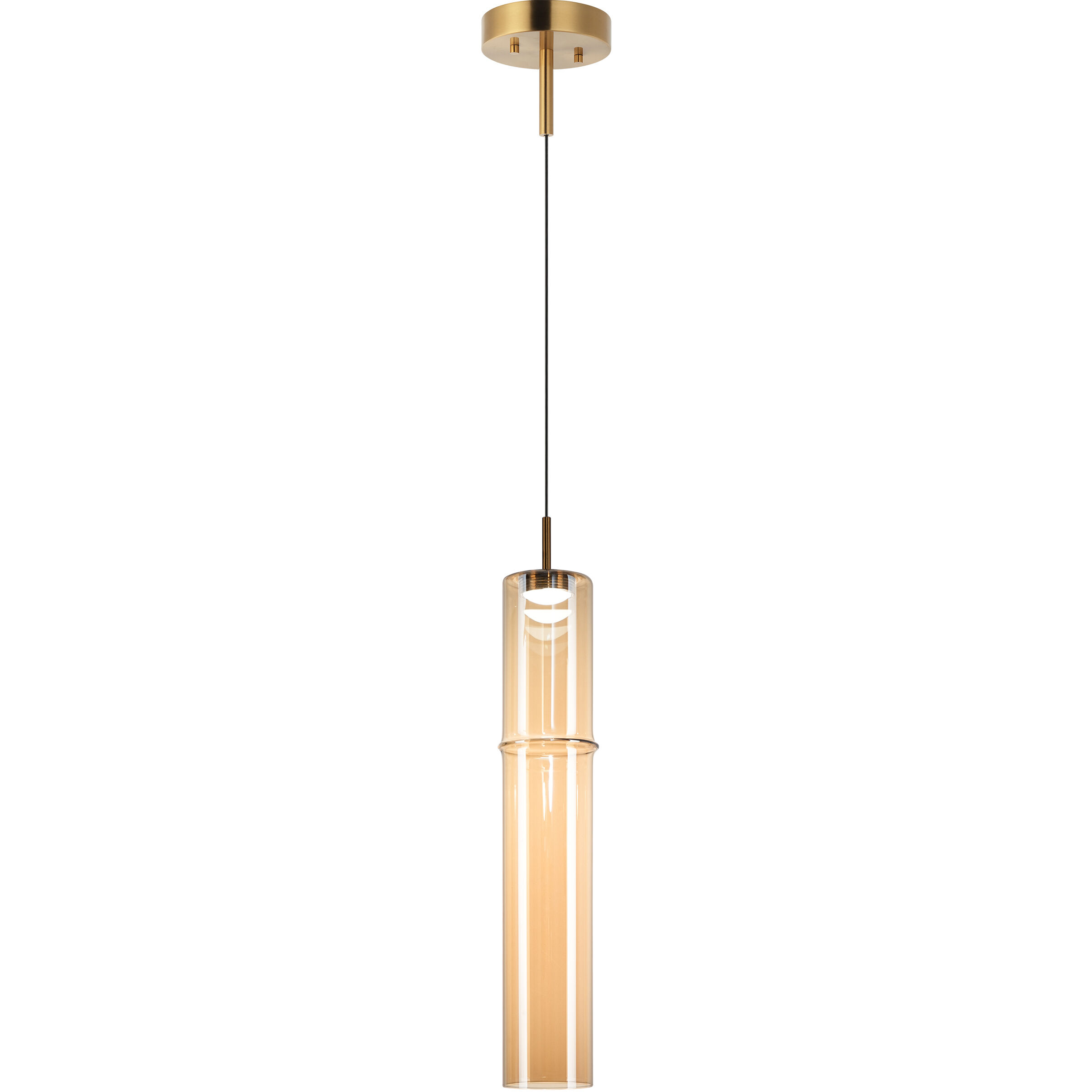 Bambu 1 Light 3.5 inch Aged Gold Brass and Amber Glass Pendant Ceiling Light