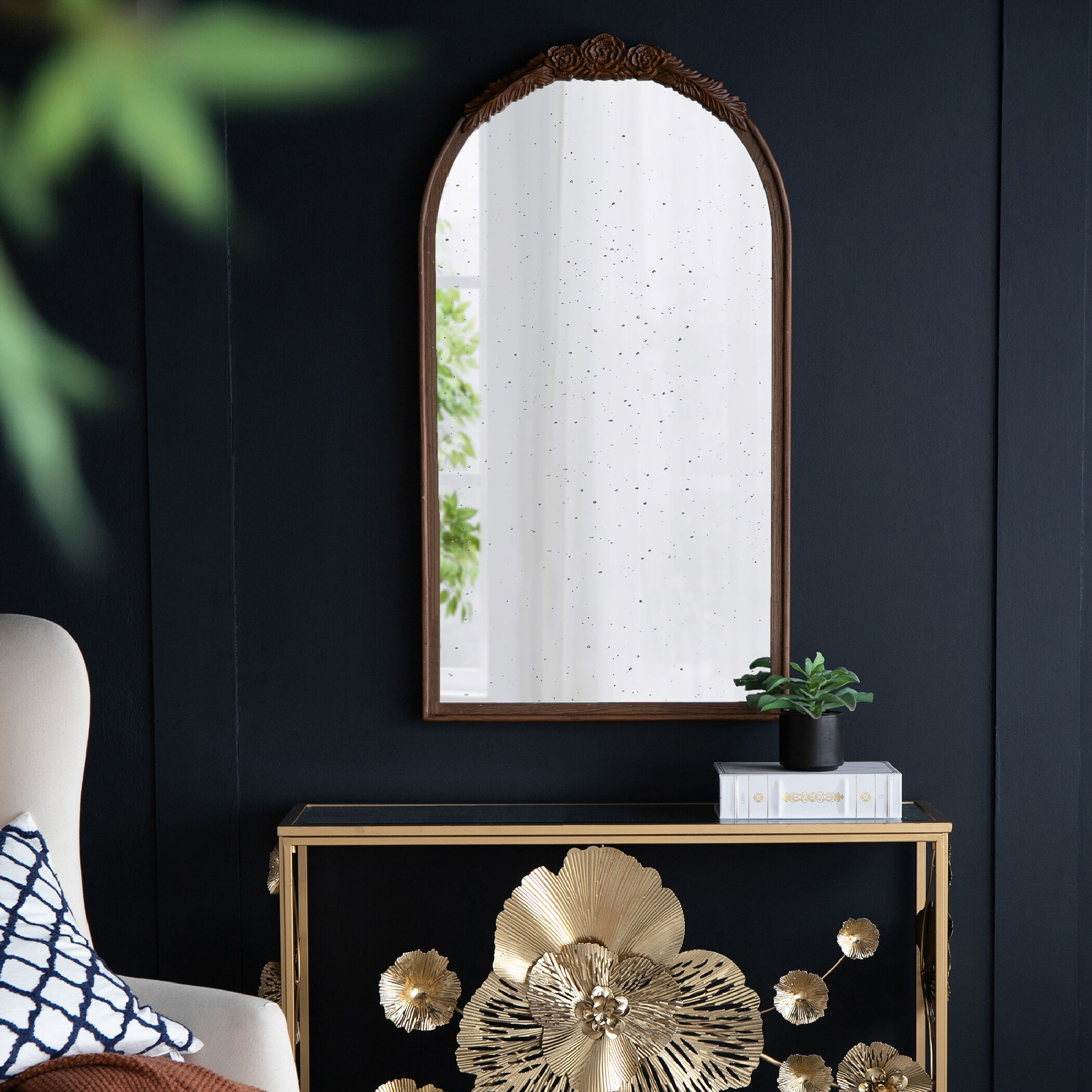 A&B Home 83483-NATU-DS Bingley 41.9 X 22.8 inch Brown Wall Mirror  