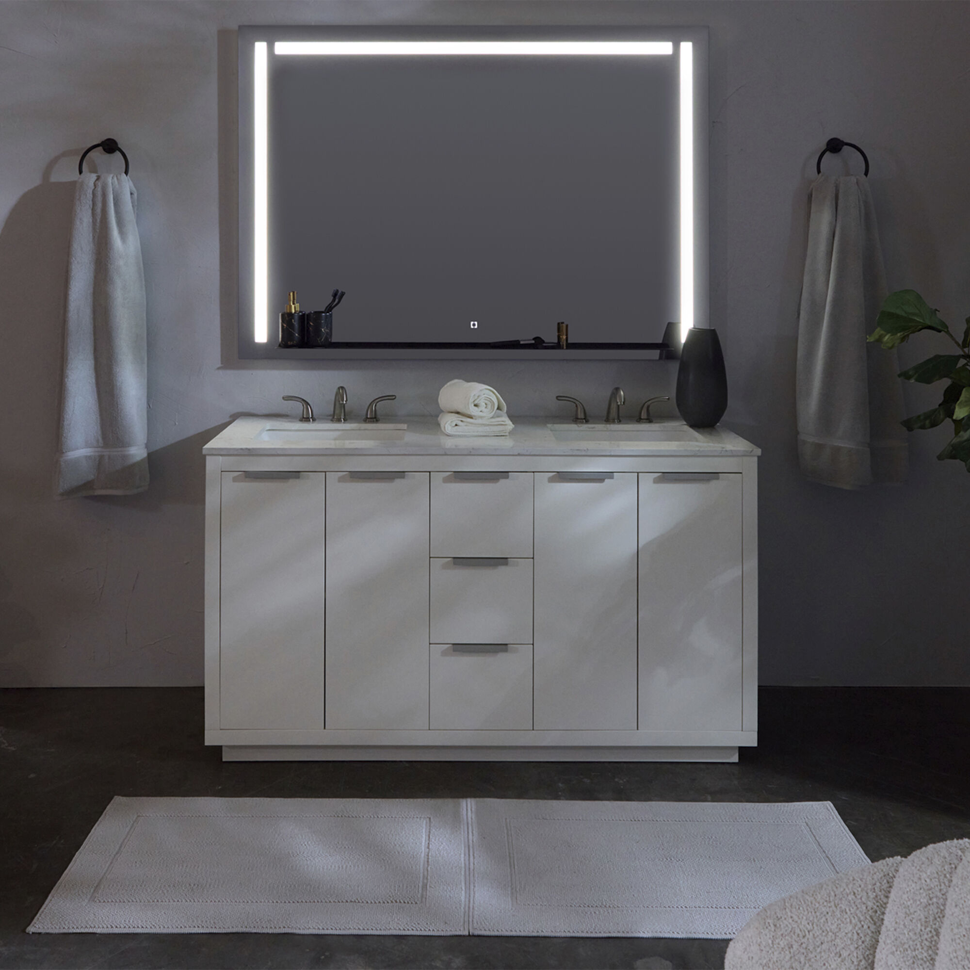 Skylight 36 X 36 inch Black LED Lighted Mirror, Vanita by Oxygen