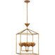 Julie Neill Alberto LED 18 inch Antique Gold Leaf Open Cage Lantern Ceiling Light, Medium