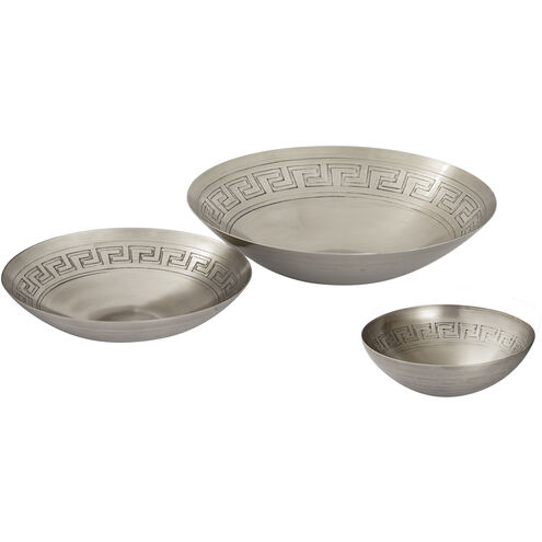 Greek Key 13 X 3.25 inch Bowl in Antique Nickel