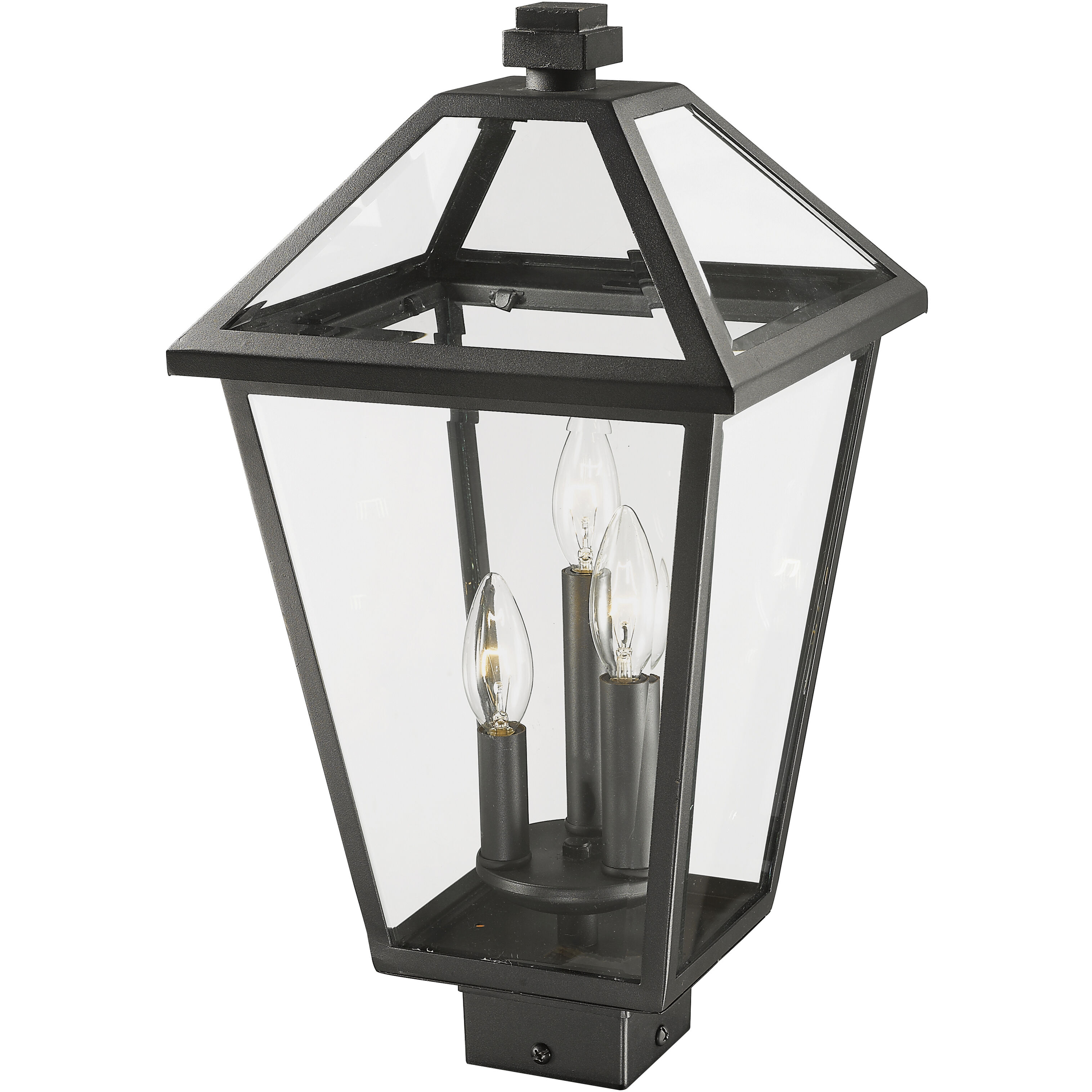 Talbot 3 Light 18.5 inch Black Outdoor Post Mount Fixture in Clear Beveled Glass