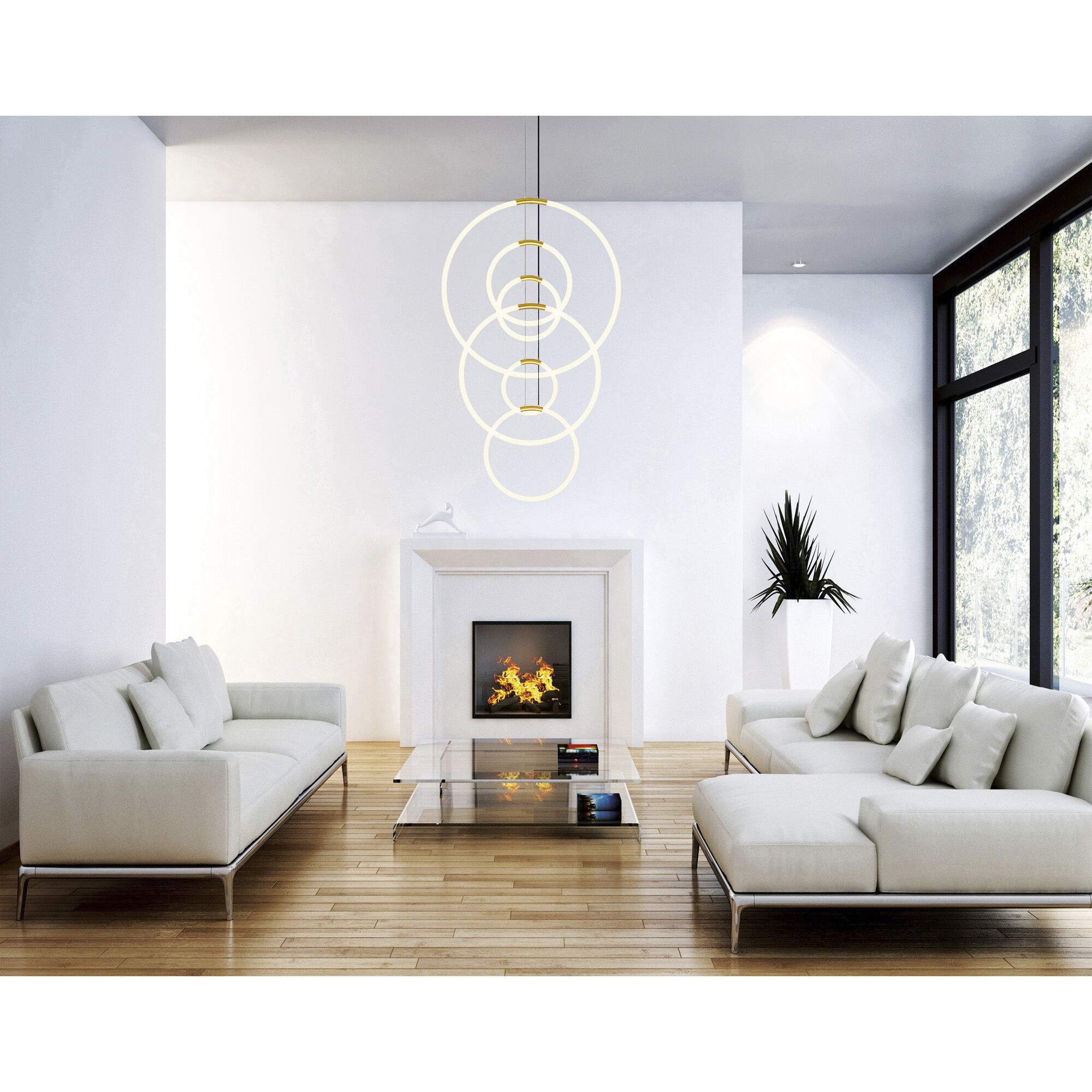 Hoops LED 24 inch Satin Gold Chandelier Ceiling Light