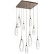 Aalto LED 27.1 inch Flat Bronze Chandelier Ceiling Light in Optic Rib Clear, 2700K LED, Square Multi-Port