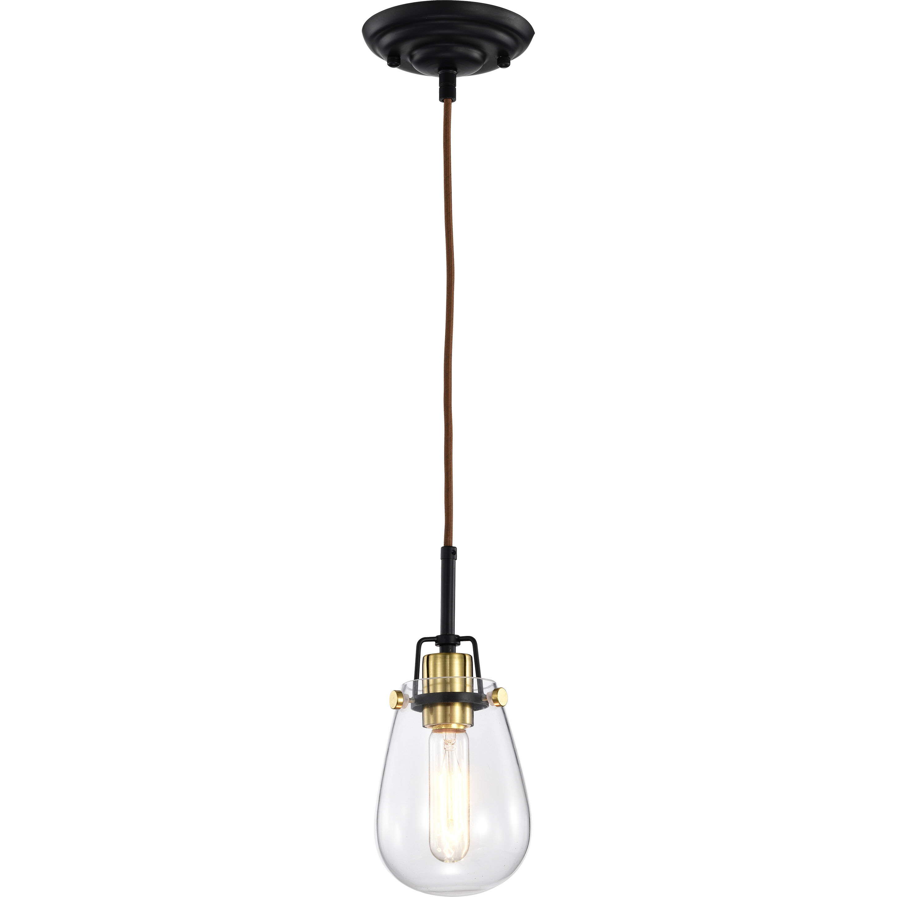 Toleo 1 Light 4.75 inch Black and Vintage Brass Accents Mini Pendant Ceiling Light