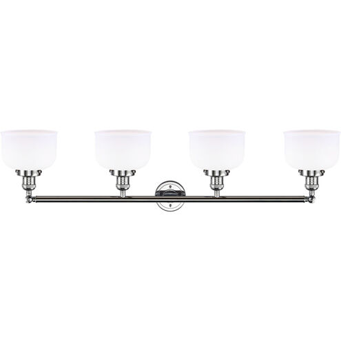 Franklin Restoration Large Bell 4 Light 44 inch Polished Chrome Bath Vanity Light Wall Light in Matte White Glass, Franklin Restoration
