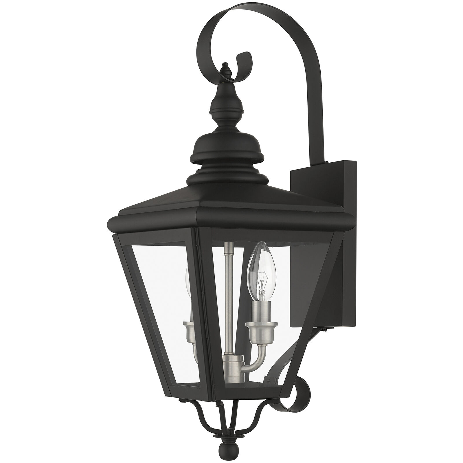 Adams 2 Light 21.5 inch Black with Brushed Nickel Finish Cluster Outdoor Wall Lantern in Black with Brushed Nickel Accent, Medium