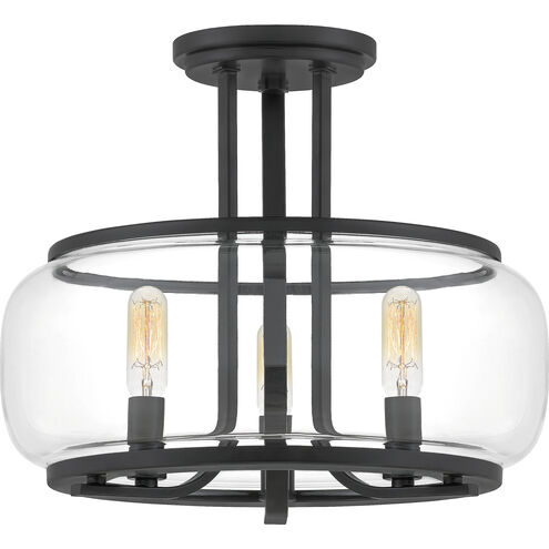 Pruitt 3 Light 13.75 inch Matte Black Semi-Flush Mount Ceiling Light
