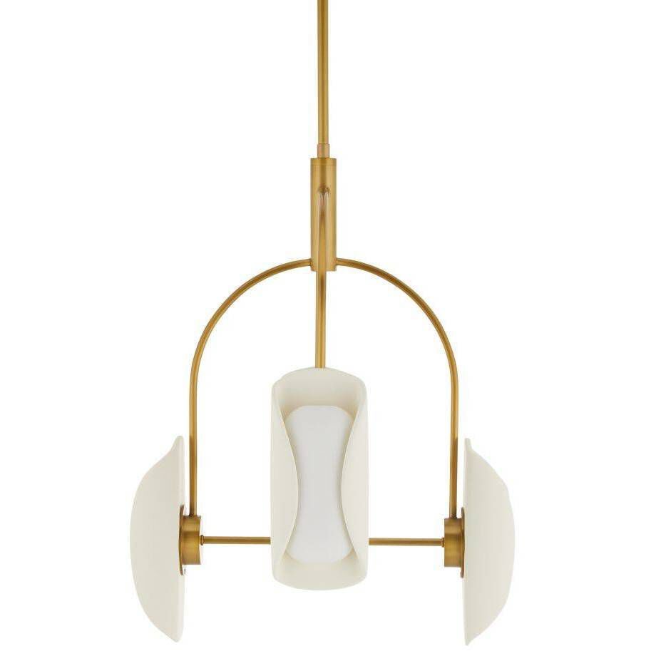 Roll 4 Light 20 inch Antique Brass and Ivory Chandelier Ceiling Light