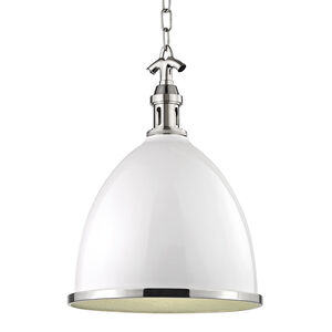 Viceroy 1 Light 16.75 inch White / Polished Nickel Pendant Ceiling Light