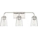 Transitional 3 Light 24 inch Polished Nickel Bathroom Vanity Light Wall Light