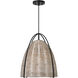 Sean Lavin Norman 1 Light 15.5 inch Midnight Black with Ash Wicker Pendant Ceiling Light