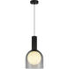 Juna 1 Light 7.9 inch Black and Volcanic Black Travertine Pendant Ceiling Light