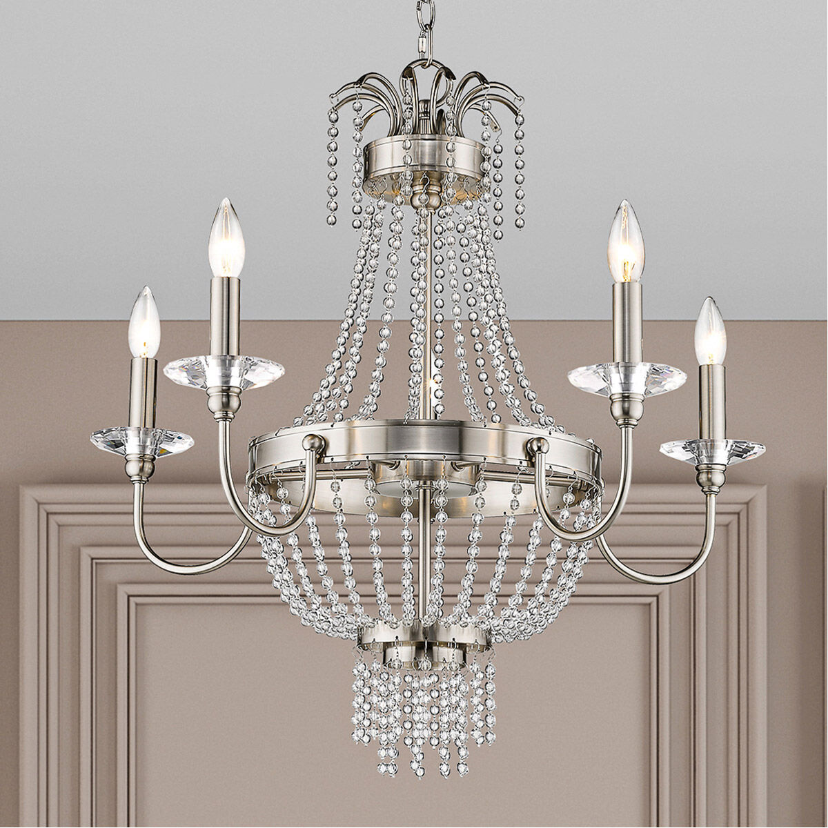 Valentina 5 Light 26 inch Brushed Nickel Chandelier Ceiling Light