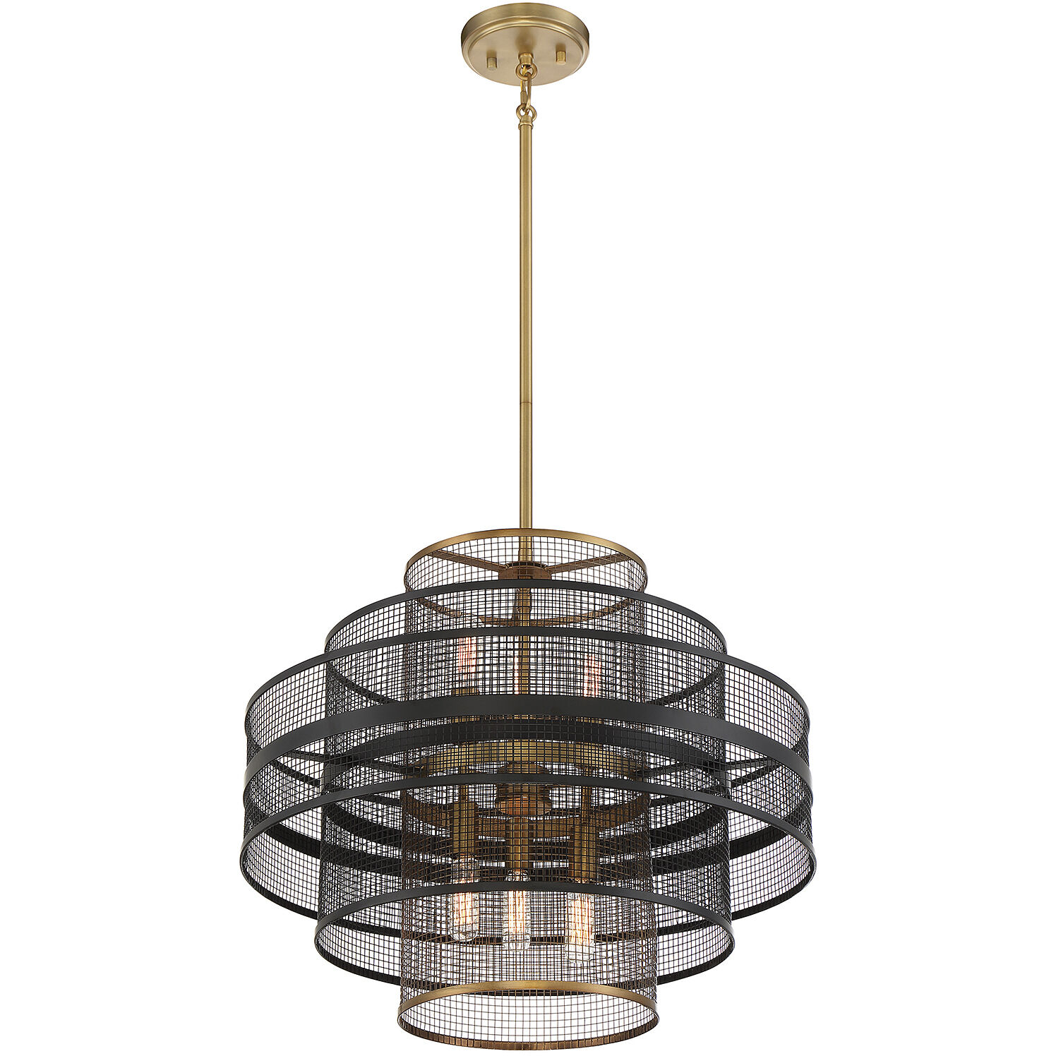Kelvin 6 Light 20 inch Black with Warm Brass Accents Pendant Ceiling Light