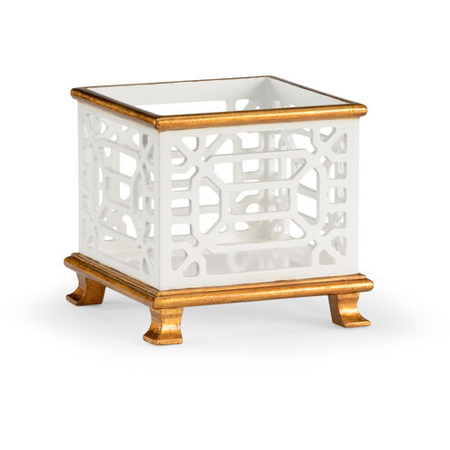 Chelsea House White/Antique Gold Planter, Small