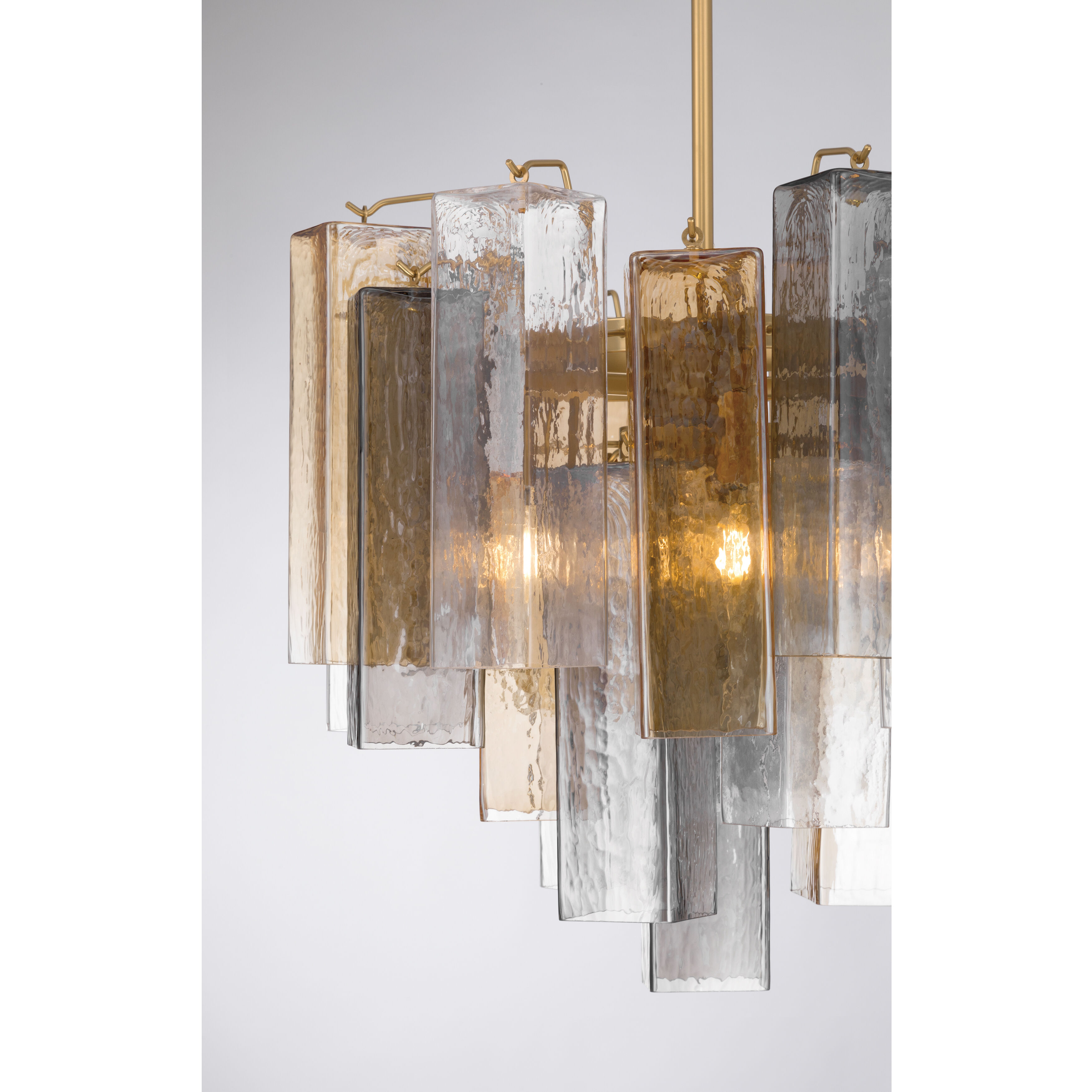 Torvento 6 Light 17.75 inch Legacy Brass Pendant Ceiling Light in Clear,  Grey and Amber Handmade Glass