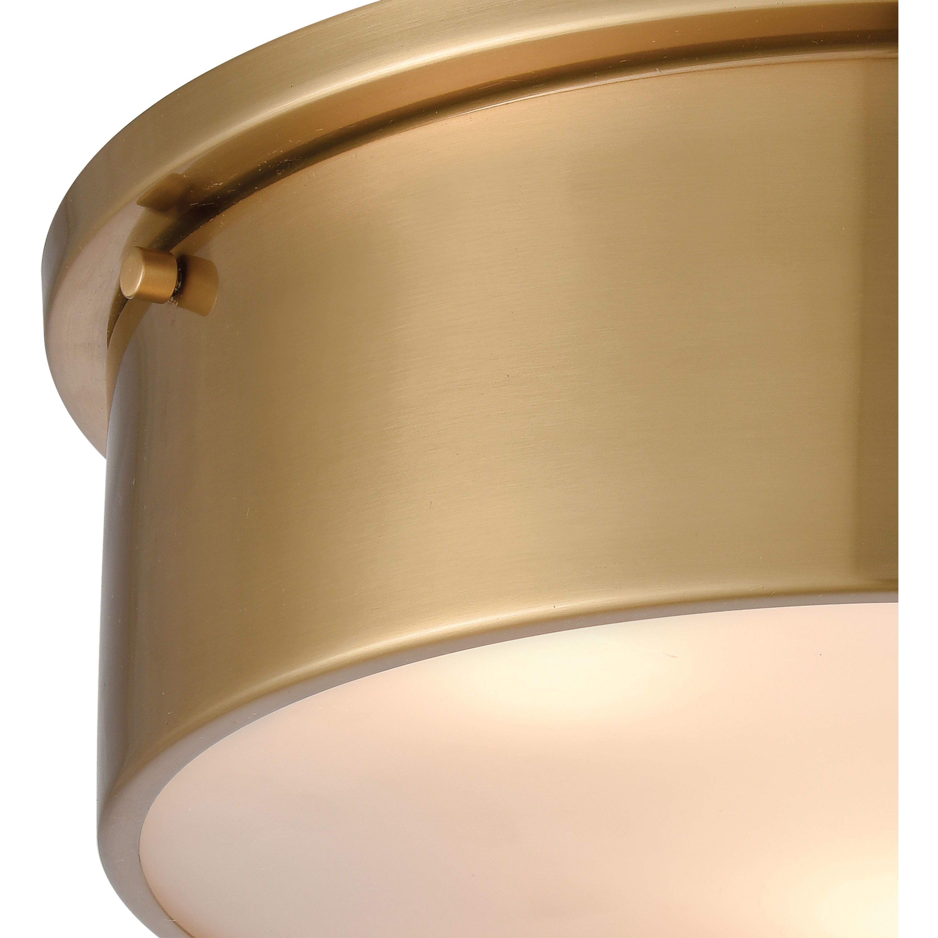 Simpson 3 Light 14 inch Satin Brass Flush Mount Ceiling Light