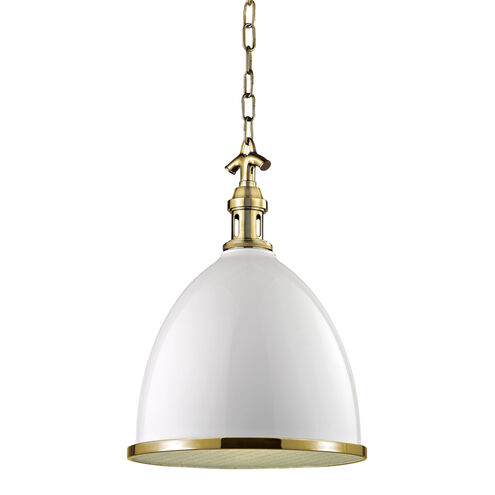 Viceroy 1 Light 12.75 inch White / Aged Brass Pendant Ceiling Light