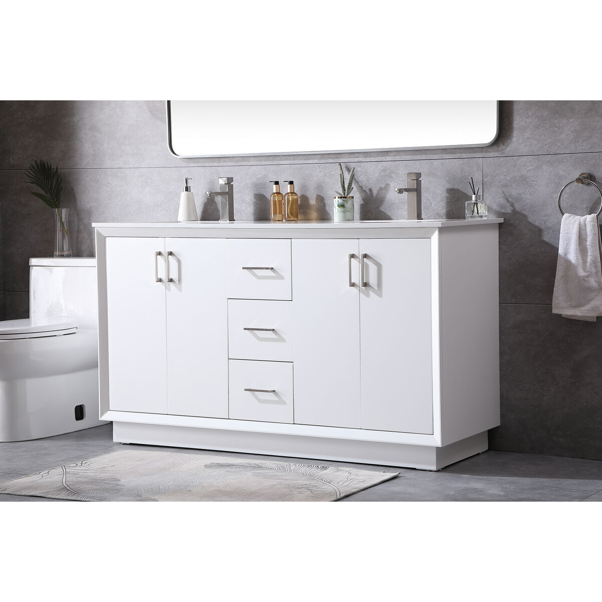 Hayes 60 X 22 X 35 inch White Vanity Sink Set