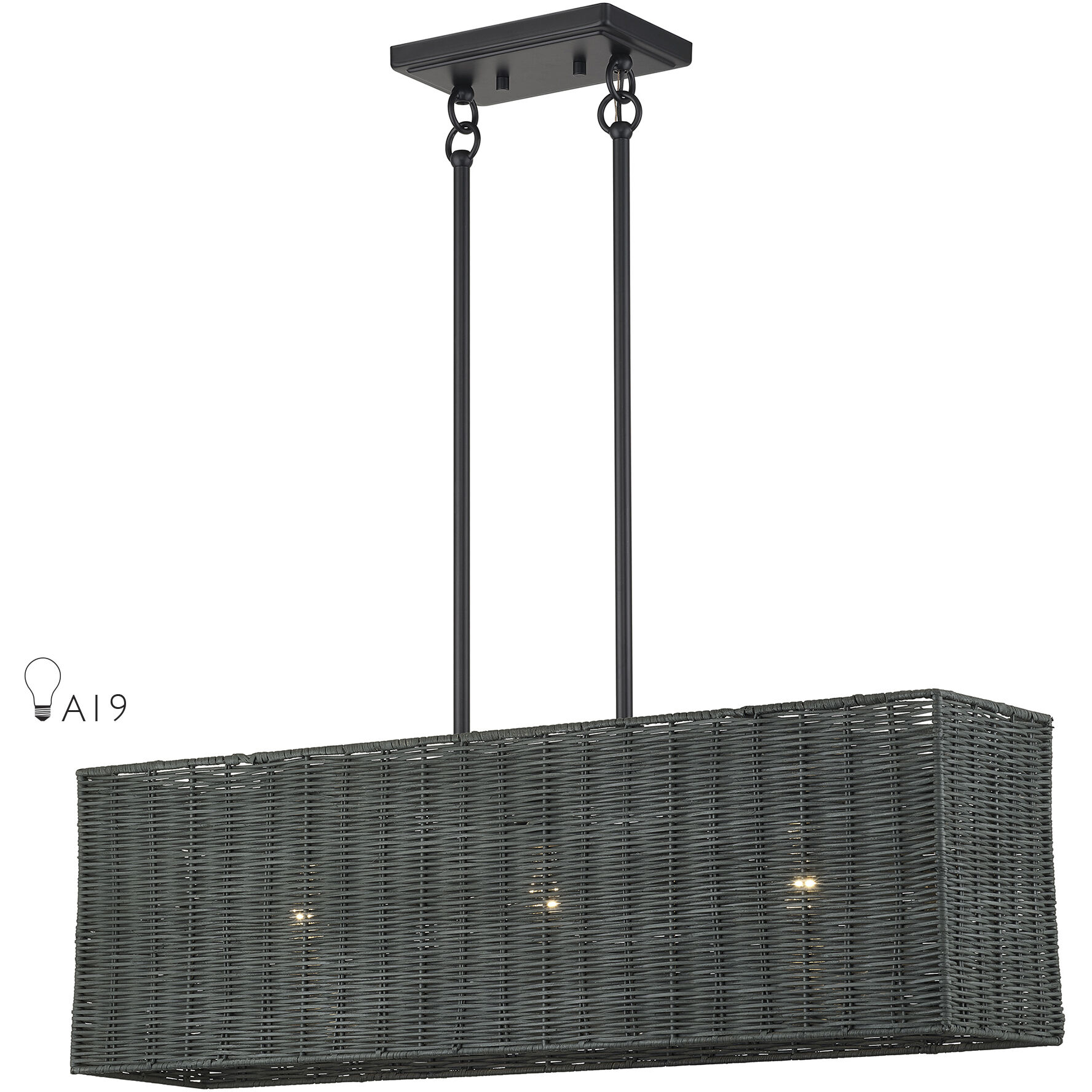 Weavington 3 Light 30 inch Black Linear Chandelier Ceiling Light, Medium