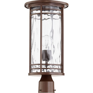 Larson 1 Light 18.75 inch Oiled Bronze Post Lantern, Clear Hammered Glass