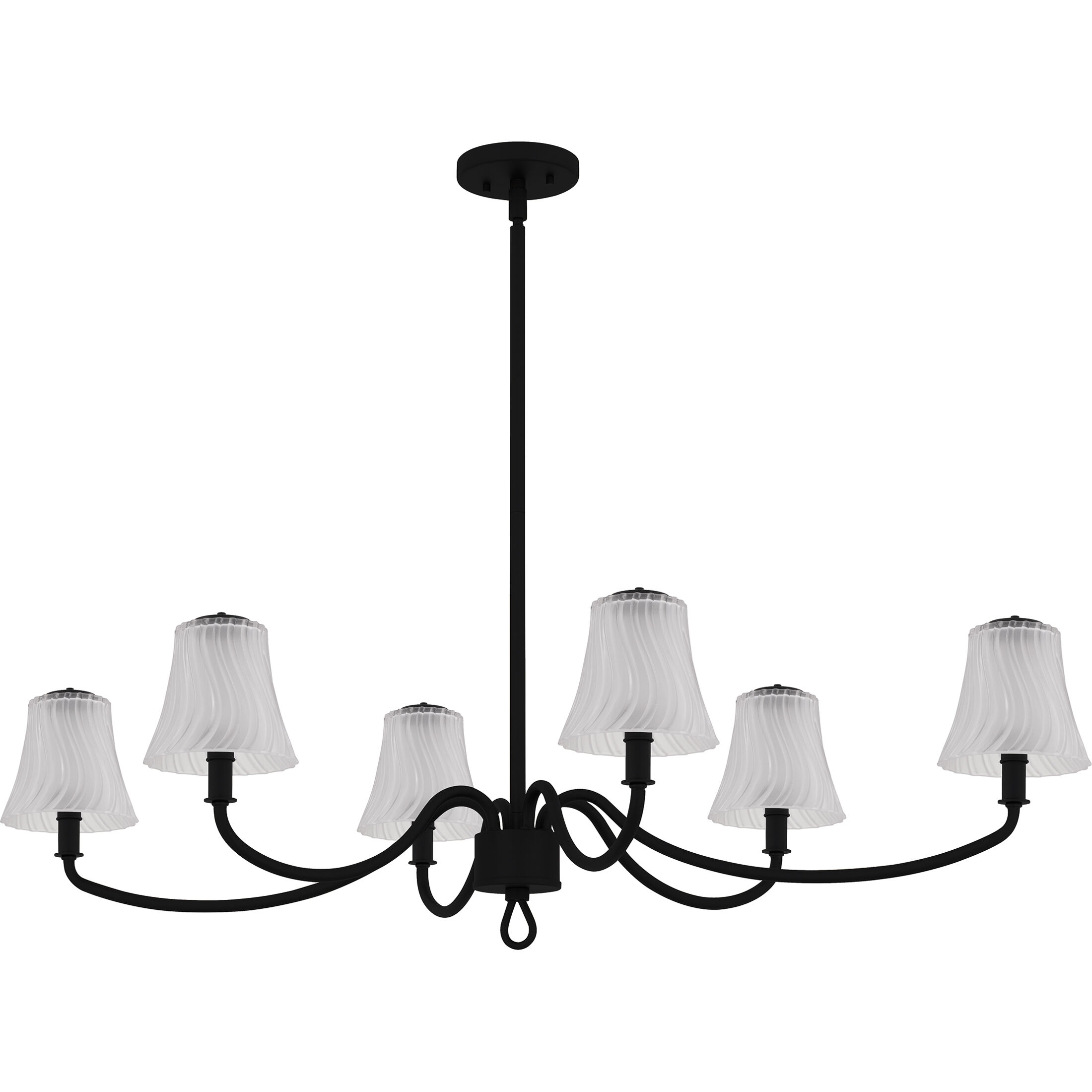McKinney 6 Light 44 inch Matte Black Linear Chandelier Ceiling Light, Medium