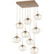 Nova LED LED Novel Brass Multi-Pendant Ceiling Light in 3000K LED, Geo Inner - Amber Outer, Square Multi-Pendant