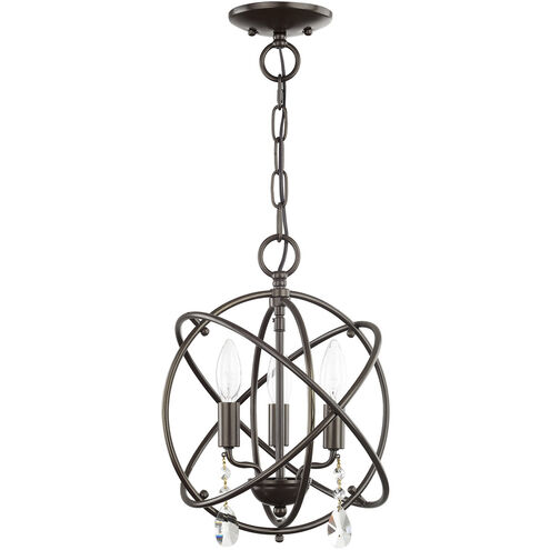 Aria 3 Light 12 inch English Bronze Convertible Mini Chandelier/Ceiling Mount Ceiling Light