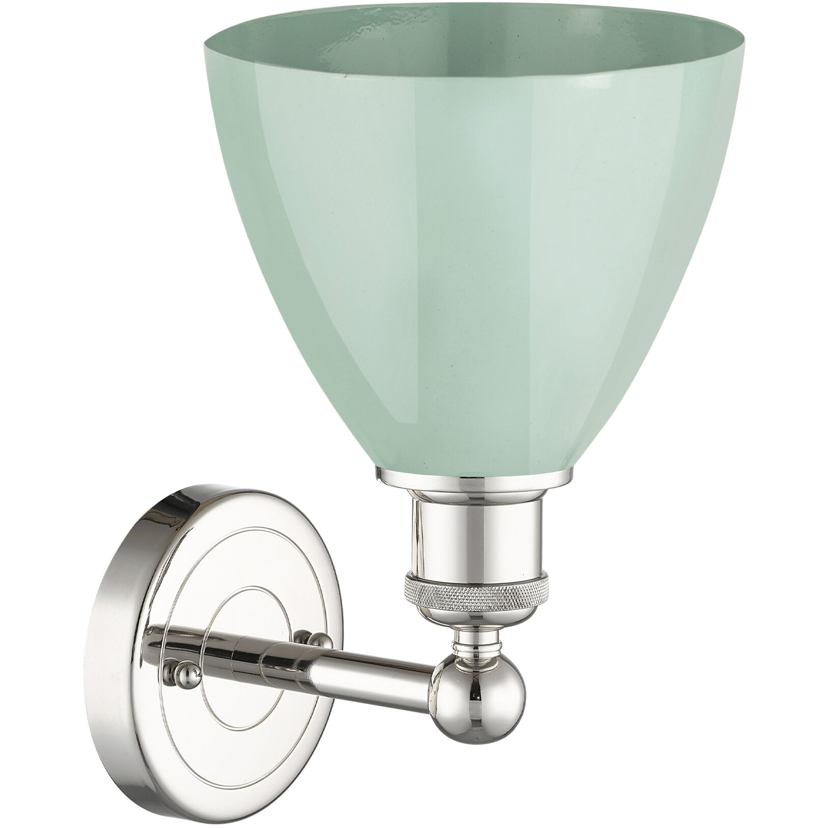 Plymouth Dome Sconce Wall Light in Polished Nickel, Seafoam