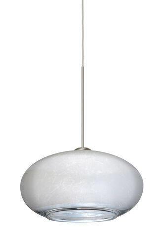 Brio LED Satin Nickel Pendant Ceiling Light in Silver Foil Glass