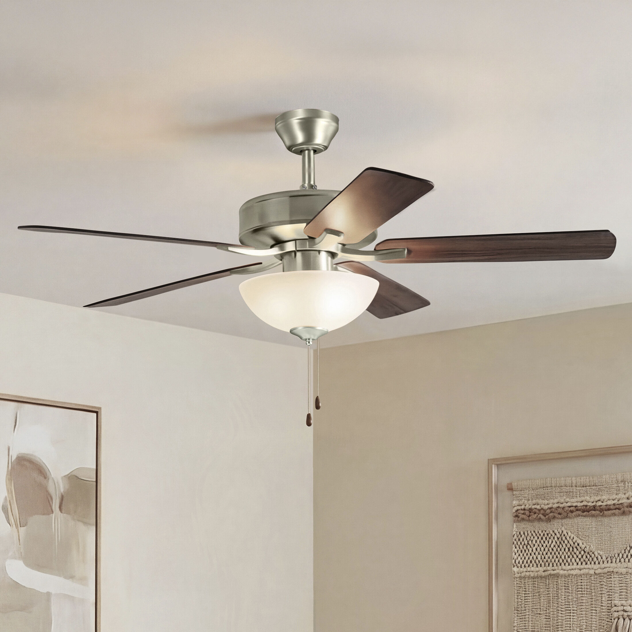 Basics Pro Select 52 inch Brushed Nickel with Walnut Blades Ceiling Fan