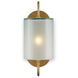 Glacier 1 Light 6 inch Brass and Frosted White Bath Sconce Wall Light